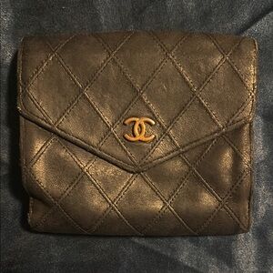 Chanel Black Quilted Bifold Sheep Skin Wallet